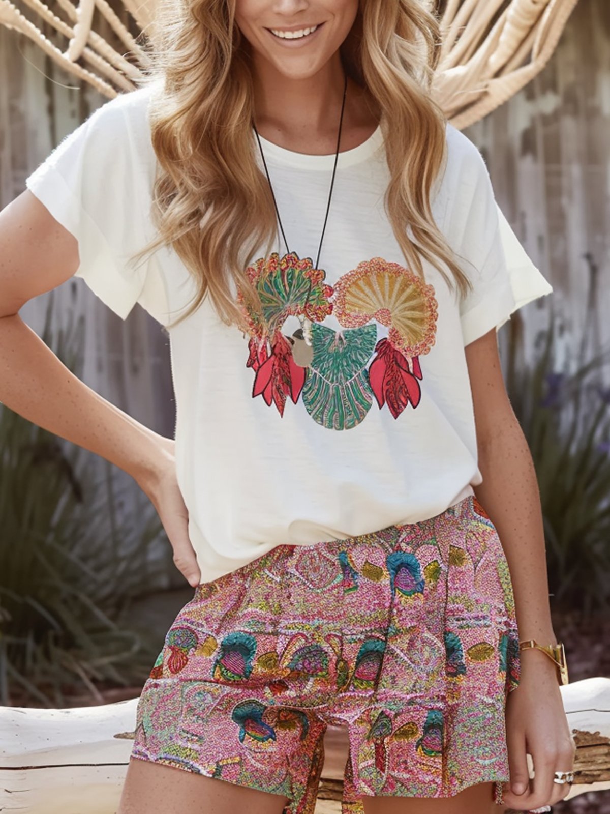 Floral Casual Loose Cotton T-Shirt