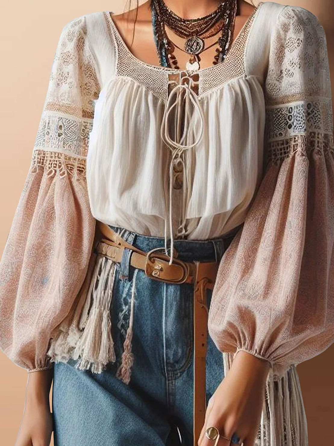 Boho Square Neck Blouse