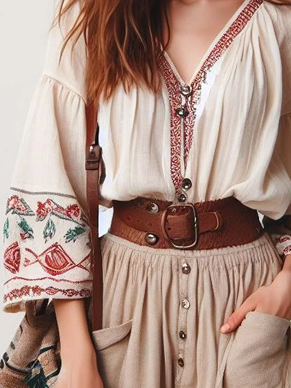 Loose West Style Plain Blouse