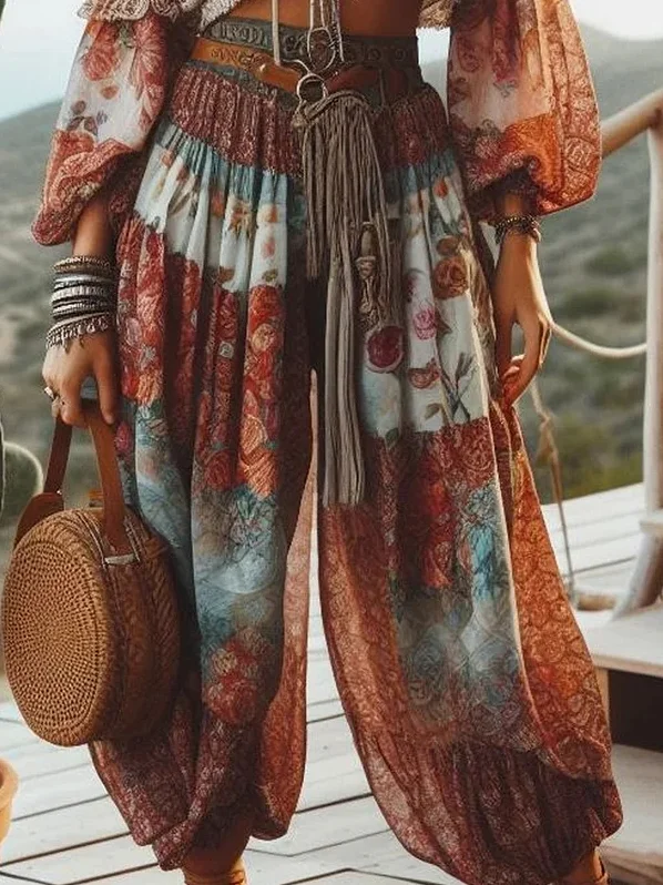 Chiffon Ethnic Hippie Loose Pants