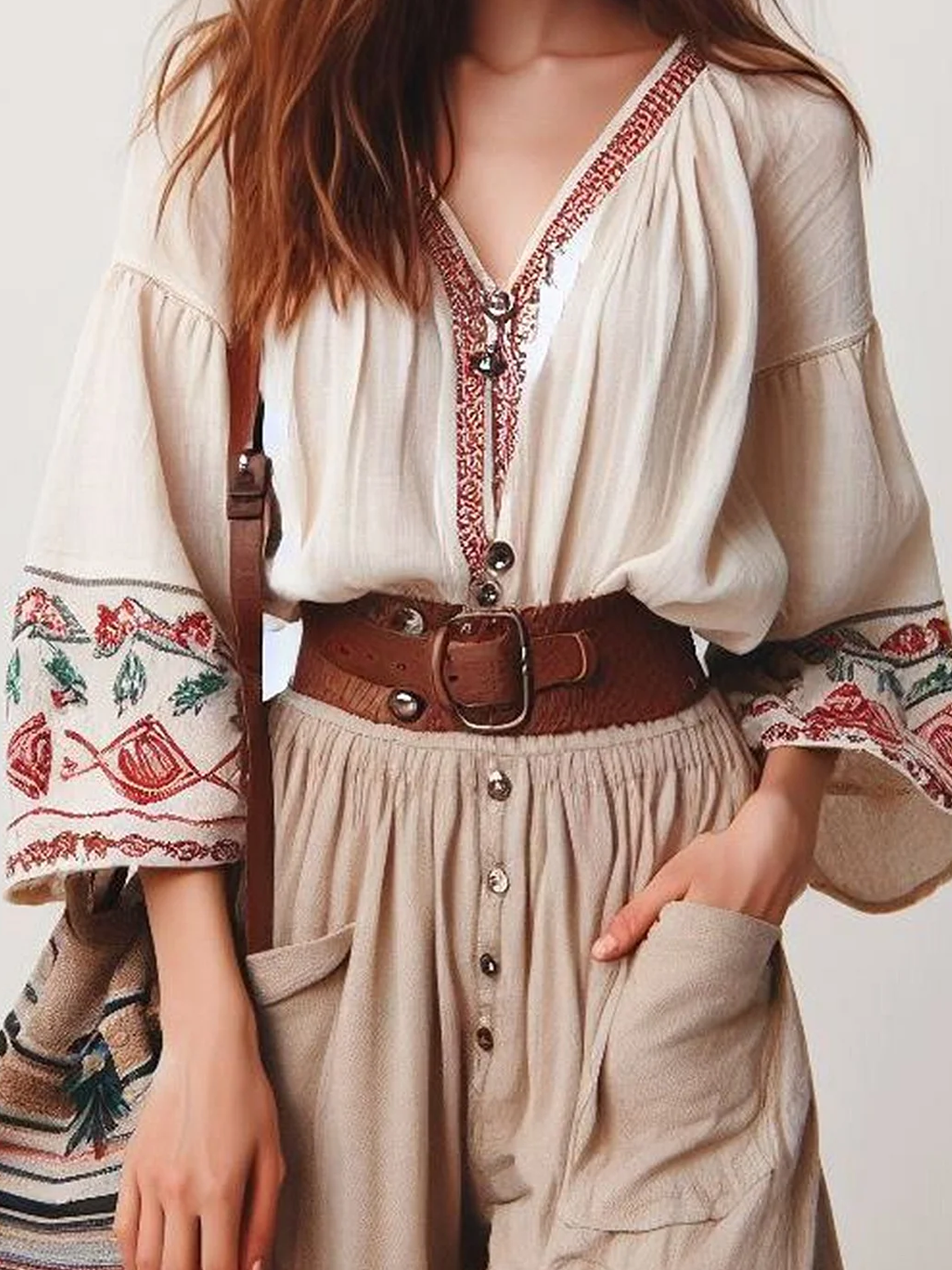 Loose West Style Plain Blouse