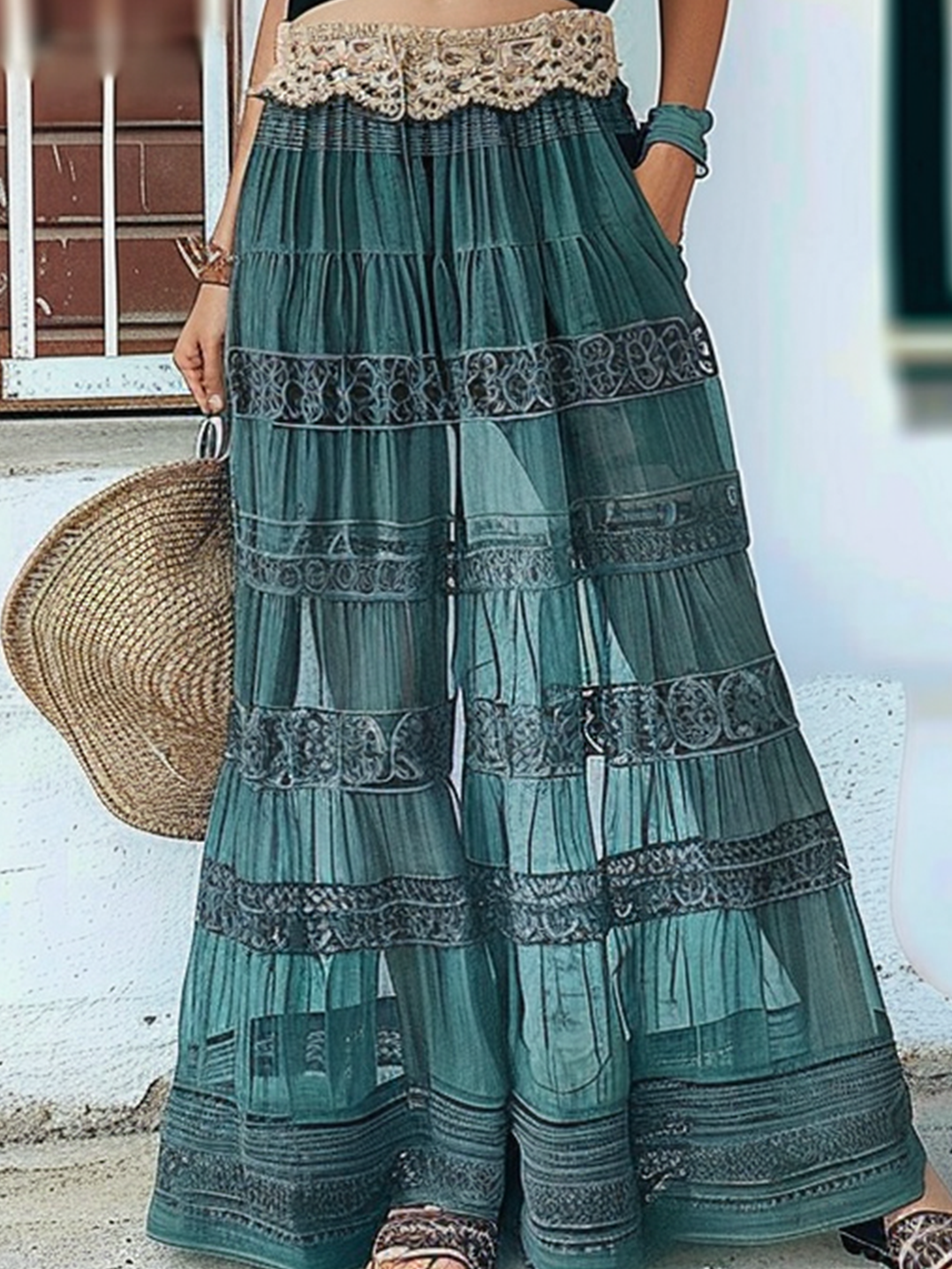 Boho Hippie Lace Edge Skirt