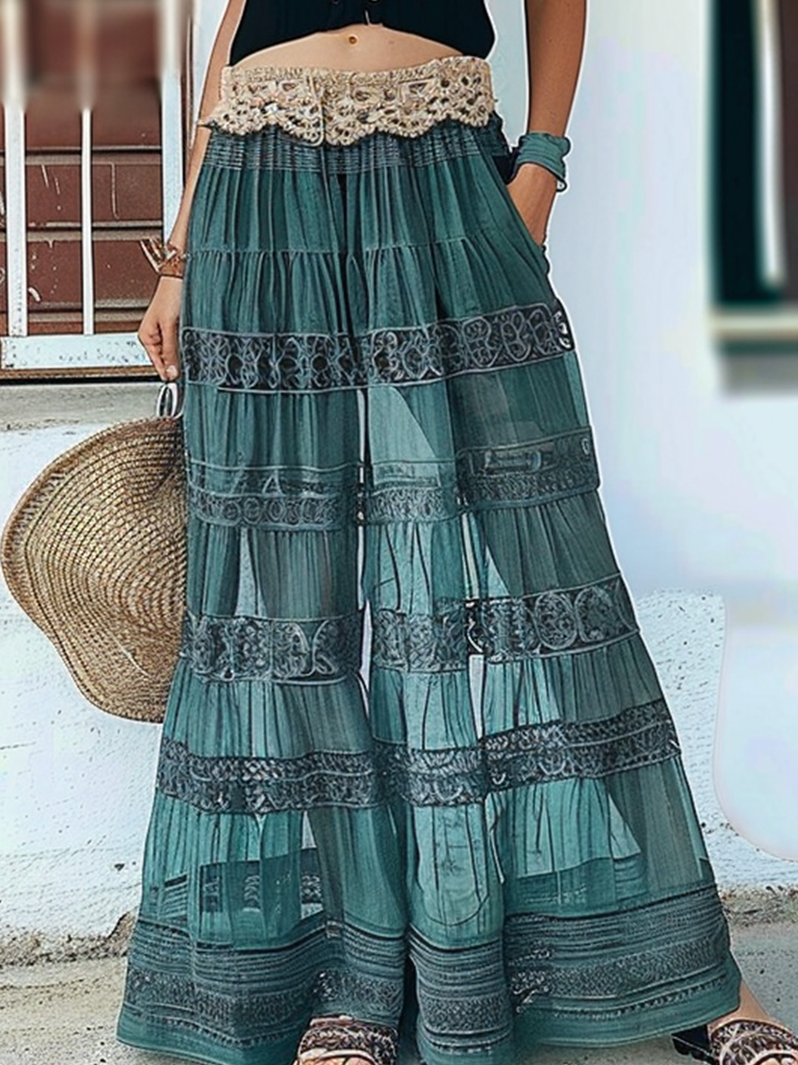 Boho Hippie Lace Edge Skirt