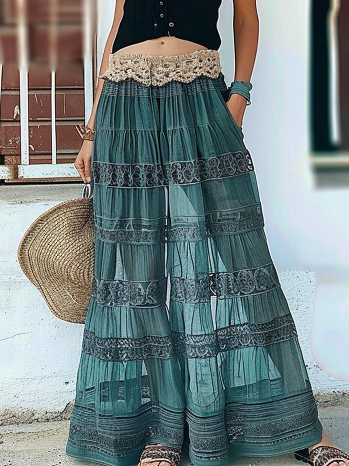 Boho Hippie Lace Edge Skirt