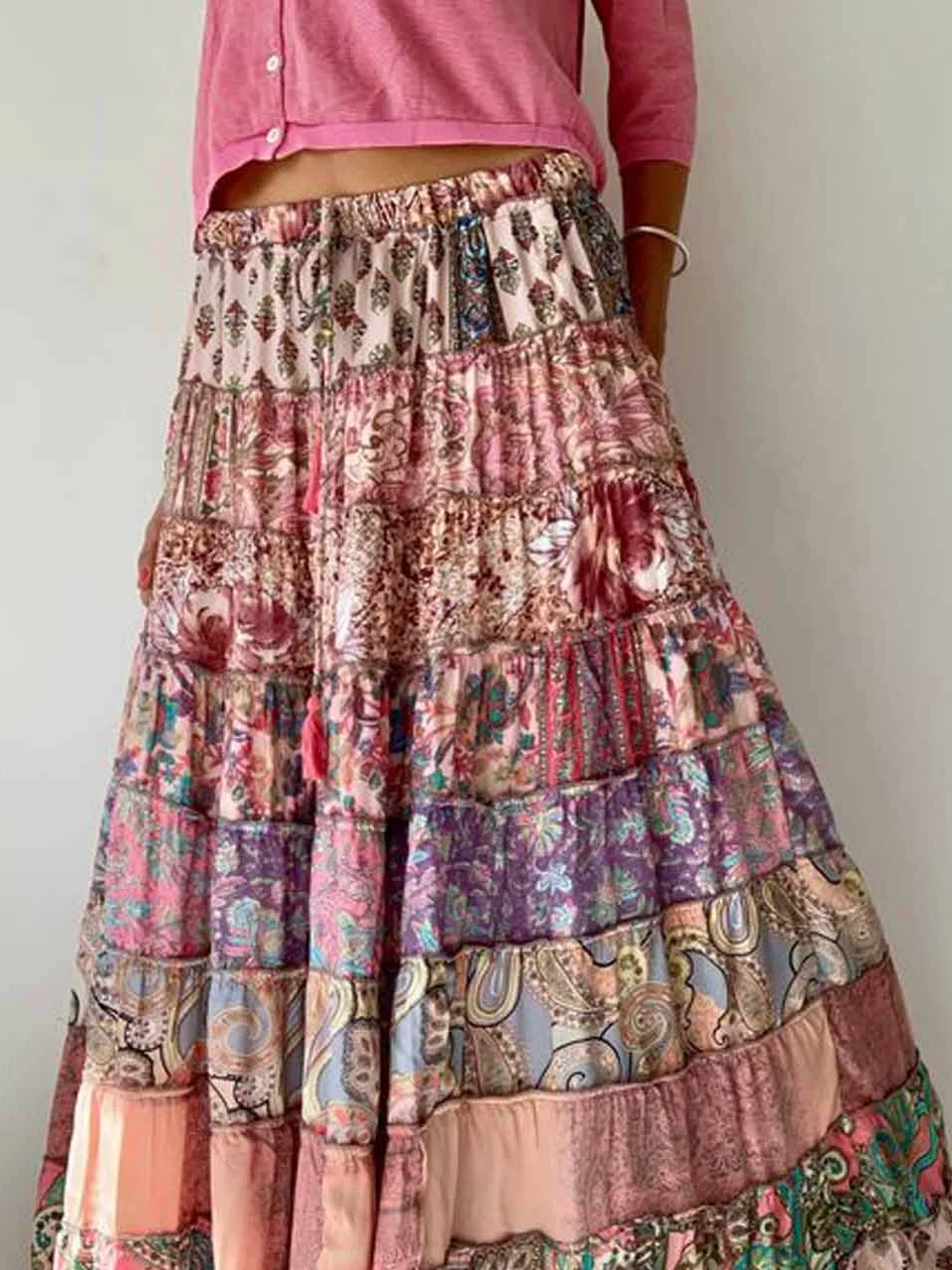 Cotton Floral Loose Ethnic Skirt