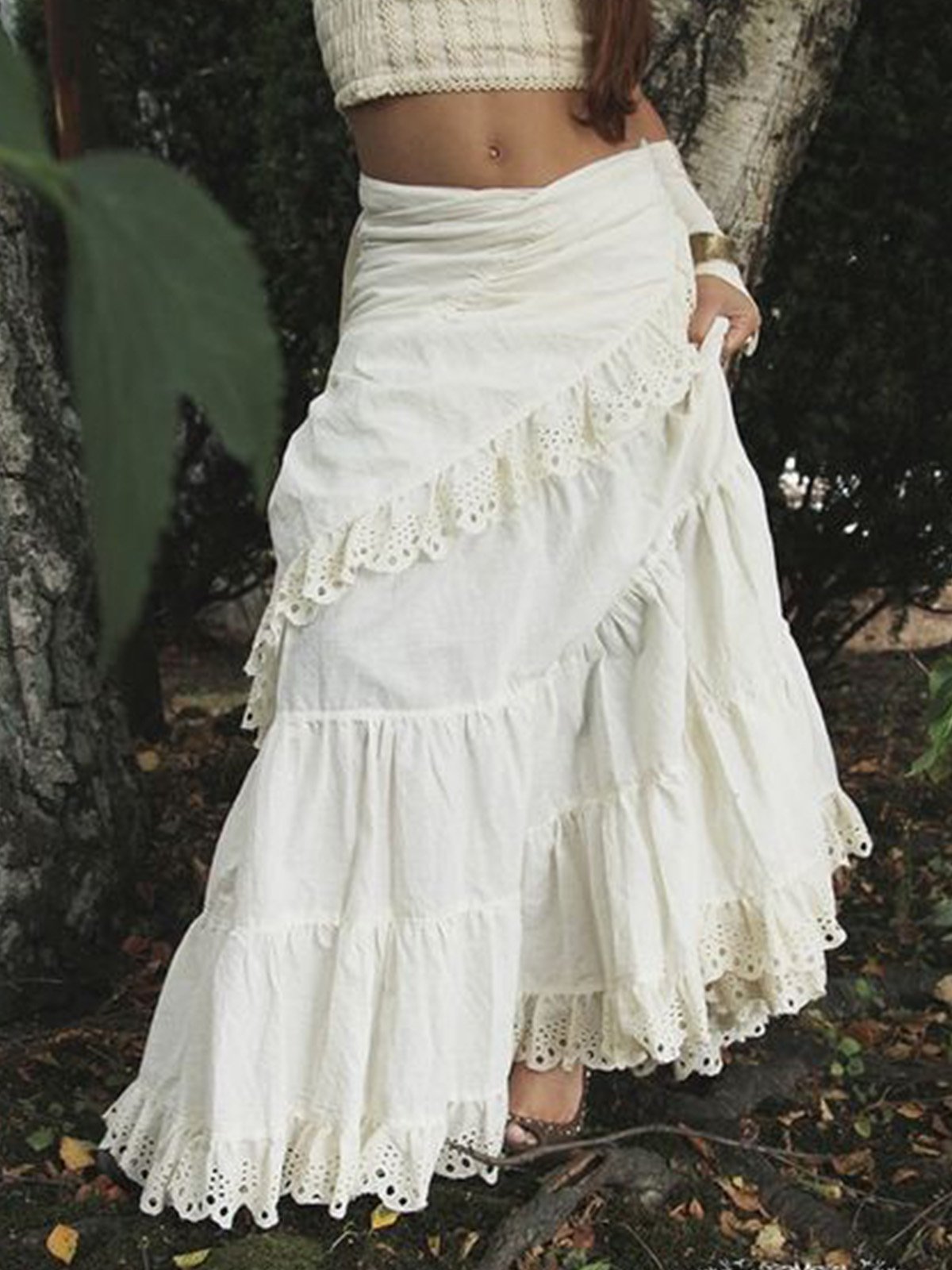 Loose Boho Plain Skirt