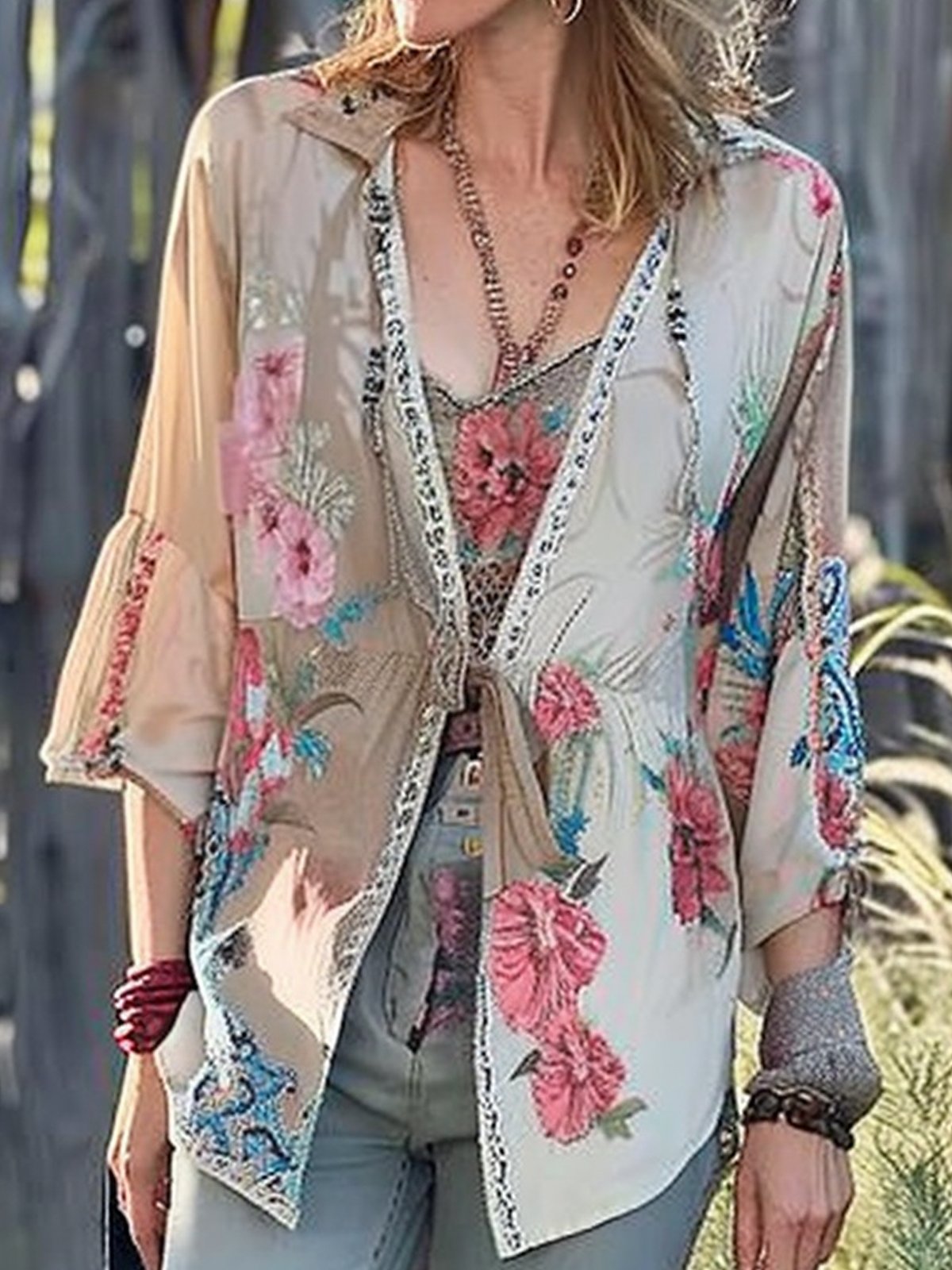 Loose Others Floral Boho Kimono