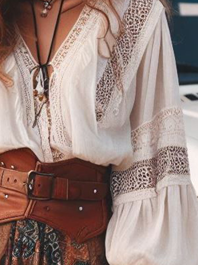 Loose Boho V Neck Shirt