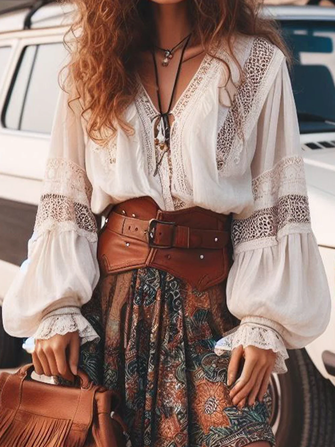 Loose Boho V Neck Shirt