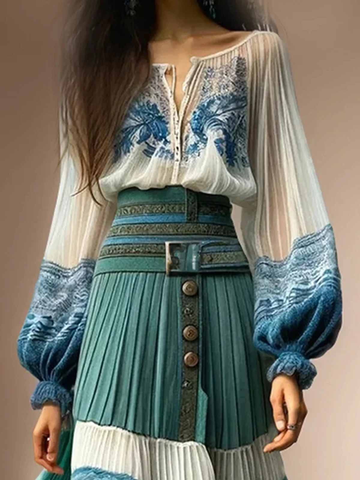 Loose Ethnic Lace Shirt