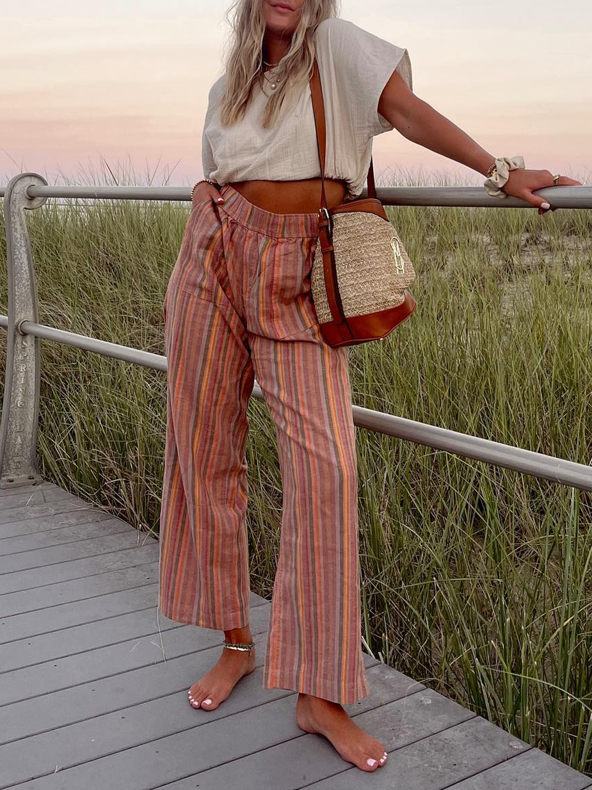 Regular Fit Boho Striped Pants