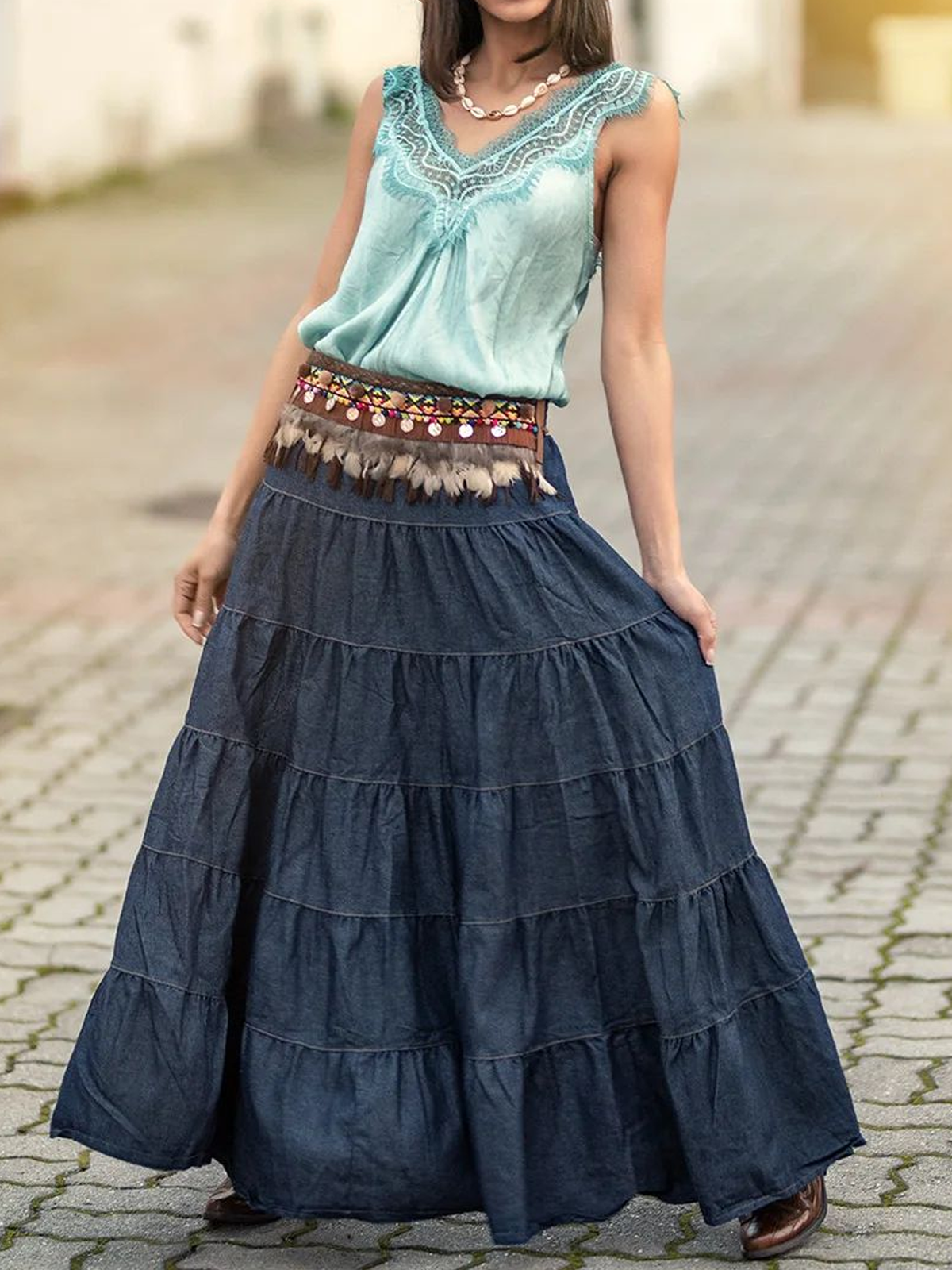 Hippie Cotton Loose Ethnic Skirt