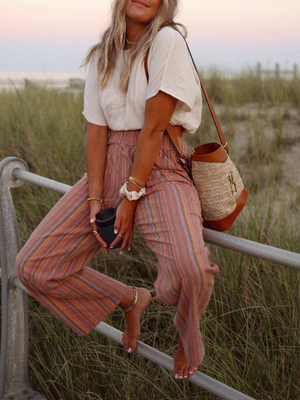 Regular Fit Boho Striped Pants