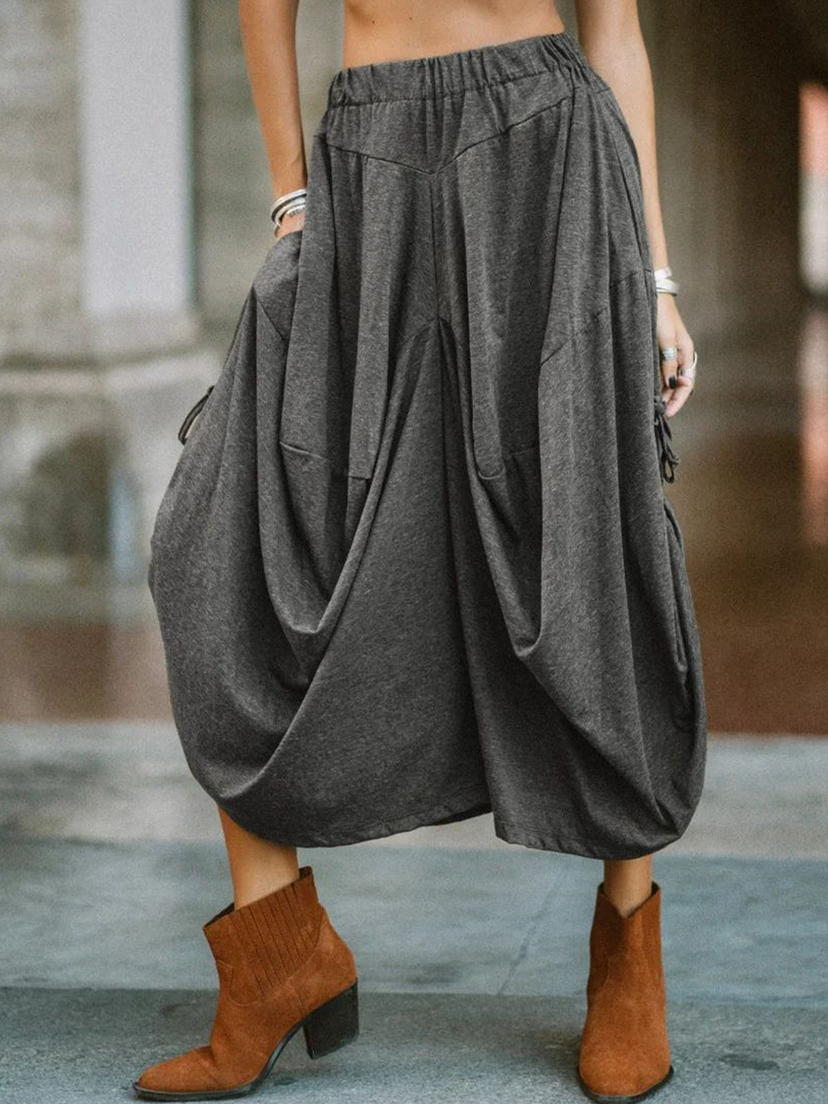 Loose Ethnic Plain Pants