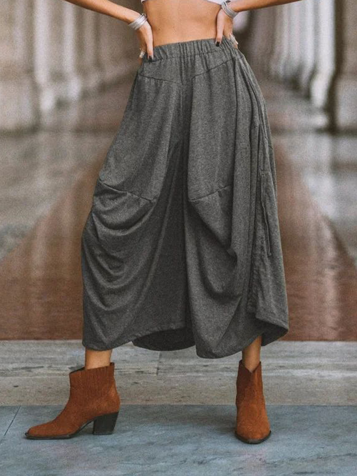 Loose Ethnic Plain Pants